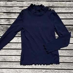 8 Janie and Jack Navy Blue Mock Turtleneck